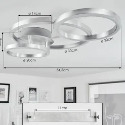 hofstein Plafonnier Sorte LED Nickel mat, 1 lumière