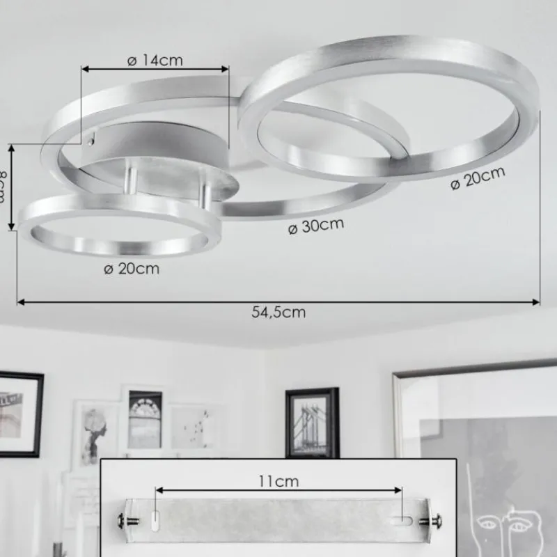 hofstein Plafonnier Sorte LED Nickel mat, 1 lumière