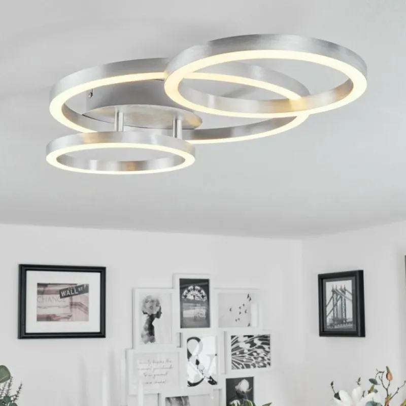 hofstein Plafonnier Sorte LED Nickel mat, 1 lumière