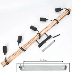 Luminaires Scandinaves-hofstein Plafonnier Soungou Écru, Noir, 5 lumières