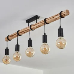 Luminaires Scandinaves-hofstein Plafonnier Soungou Écru, Noir, 5 lumières