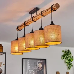 Lampes En Tissu-hofstein Plafonnier Soungou Écru, Noir, 5 lumières