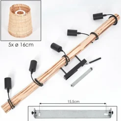 Luminaires Scandinaves-hofstein Plafonnier Soungou Écru, Noir, 5 lumières