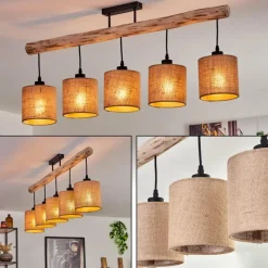 Lampes En Tissu-hofstein Plafonnier Soungou Écru, Noir, 5 lumières