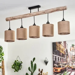 Lampes En Tissu-hofstein Plafonnier Soungou Écru, Noir, 5 lumières