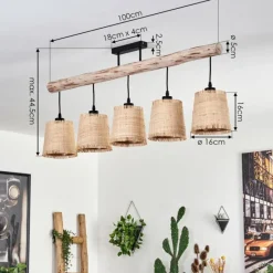 Luminaires Scandinaves-hofstein Plafonnier Soungou Écru, Noir, 5 lumières