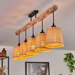 Luminaires Scandinaves-hofstein Plafonnier Soungou Écru, Noir, 5 lumières