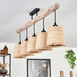 Luminaires Scandinaves-hofstein Plafonnier Soungou Écru, Noir, 5 lumières