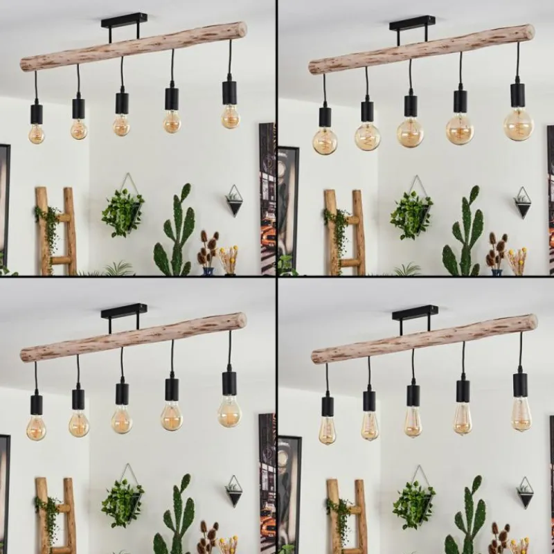 hofstein Plafonnier Soungou Écru, Noir, 5 lumières