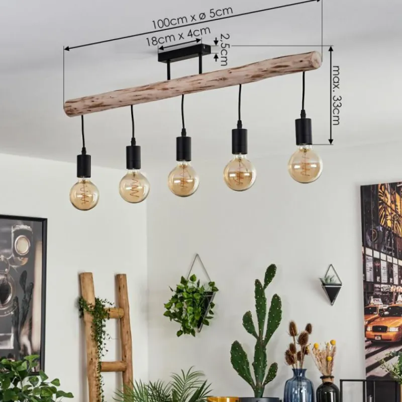 hofstein Plafonnier Soungou Écru, Noir, 5 lumières