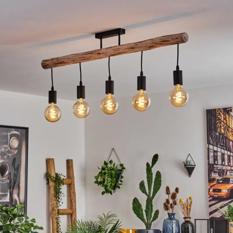 hofstein Plafonnier Soungou Écru, Noir, 5 lumières