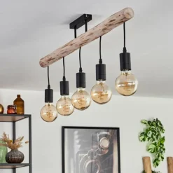 hofstein Plafonnier Soungou Écru, Noir, 5 lumières