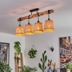 Luminaires Scandinaves-hofstein Plafonnier Soungou Écru, Noir, 4 lumières