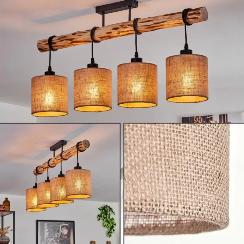 Lampes En Tissu-hofstein Plafonnier Soungou Écru, Noir, 4 lumières