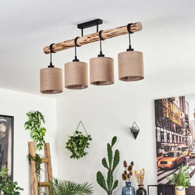 Lampes En Tissu-hofstein Plafonnier Soungou Écru, Noir, 4 lumières