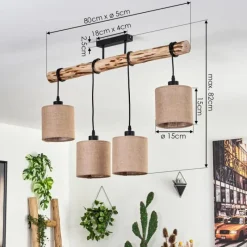 Lampes En Tissu-hofstein Plafonnier Soungou Écru, Noir, 4 lumières