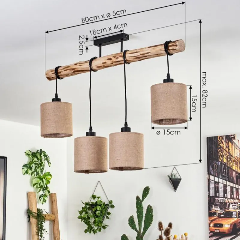 Lampes En Tissu-hofstein Plafonnier Soungou Écru, Noir, 4 lumières