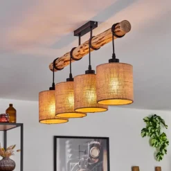 Lampes En Tissu-hofstein Plafonnier Soungou Écru, Noir, 4 lumières