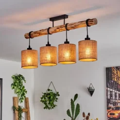 Lampes En Tissu-hofstein Plafonnier Soungou Écru, Noir, 4 lumières