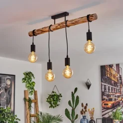 Luminaires Scandinaves-hofstein Plafonnier Soungou Écru, Noir, 4 lumières