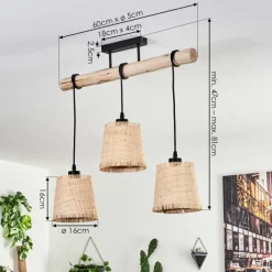 Luminaires Scandinaves-hofstein Plafonnier Soungou Écru, Noir, 3 lumières