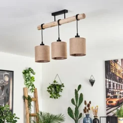 Lampes En Tissu-hofstein Plafonnier Soungou Écru, Noir, 3 lumières