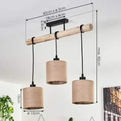 Lampes En Tissu-hofstein Plafonnier Soungou Écru, Noir, 3 lumières