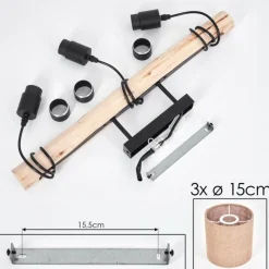 Lampes En Tissu-hofstein Plafonnier Soungou Écru, Noir, 3 lumières