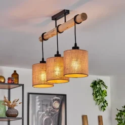 Lampes En Tissu-hofstein Plafonnier Soungou Écru, Noir, 3 lumières