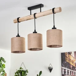 Lampes En Tissu-hofstein Plafonnier Soungou Écru, Noir, 3 lumières