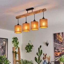 Lampes En Tissu-hofstein Plafonnier Soungou Écru, Noir, 4 lumières