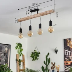 Luminaires Scandinaves-hofstein Plafonnier Soungou Écru, Noir, 4 lumières