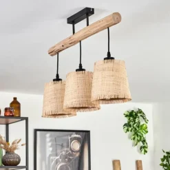 Luminaires Scandinaves-hofstein Plafonnier Soungou Écru, Noir, 3 lumières