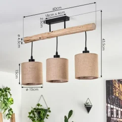 Lampes En Tissu-hofstein Plafonnier Soungou Écru, Noir, 3 lumières