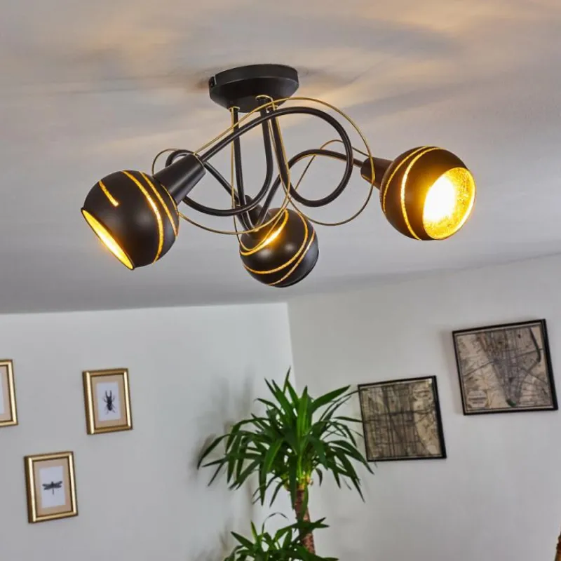 hofstein Plafonnier Southwest Or, Noir, 3 lumières