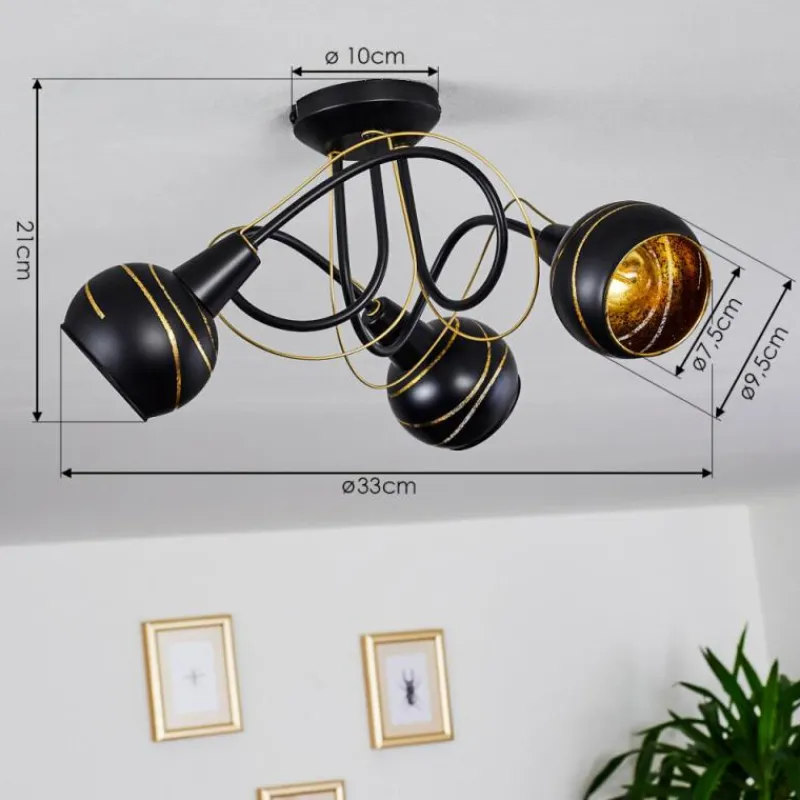 hofstein Plafonnier Southwest Or, Noir, 3 lumières