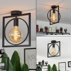 Lampes Industrielles-hofstein Plafonnier Srelau Noir, 1 lumière