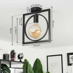 Lampes Industrielles-hofstein Plafonnier Srelau Noir, 1 lumière