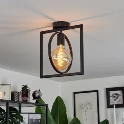 Lampes Industrielles-hofstein Plafonnier Srelau Noir, 1 lumière