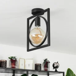Lampes Industrielles-hofstein Plafonnier Srelau Noir, 1 lumière
