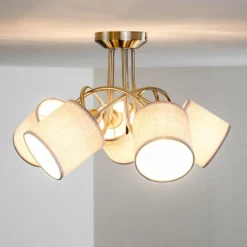 Lampes En Tissu-hofstein Plafonnier Stai Nickel mat, 5 lumières