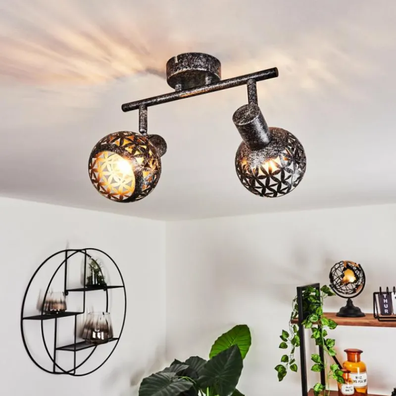 hofstein Plafonnier Stavik Noir, Argenté, 2 lumières