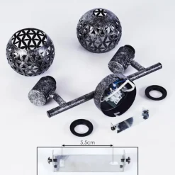 hofstein Plafonnier Stavik Noir, Argenté, 2 lumières