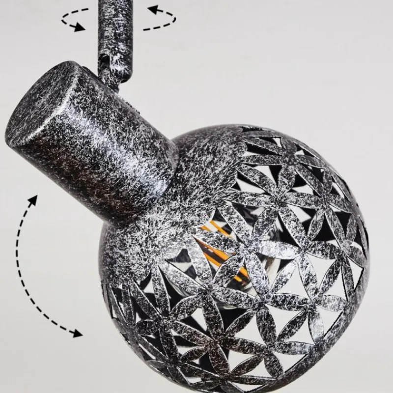 hofstein Plafonnier Stavik Noir, Argenté, 2 lumières