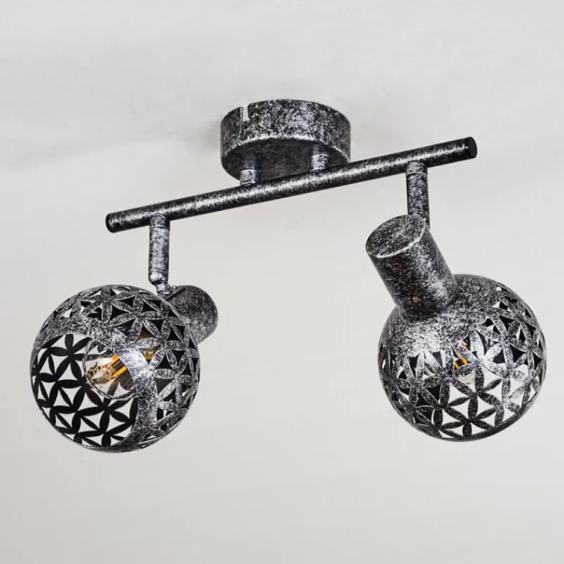 hofstein Plafonnier Stavik Noir, Argenté, 2 lumières