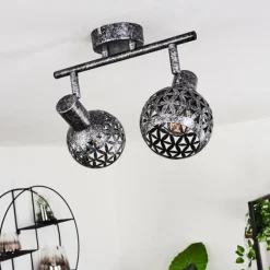 hofstein Plafonnier Stavik Noir, Argenté, 2 lumières