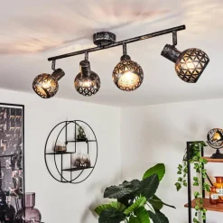 hofstein Plafonnier Stavik Noir, Argenté, 4 lumières