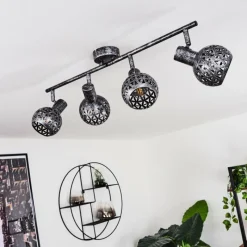 hofstein Plafonnier Stavik Noir, Argenté, 4 lumières