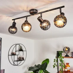 hofstein Plafonnier Stavik Noir, Argenté, 4 lumières