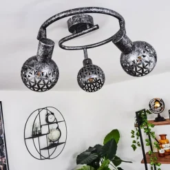 Lampes Industrielles-hofstein Plafonnier Stavik Noir, Argenté, 3 lumières